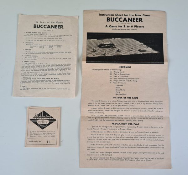 Vintage BUCCANEER Board Game by Waddingtons 1930's edition Rules